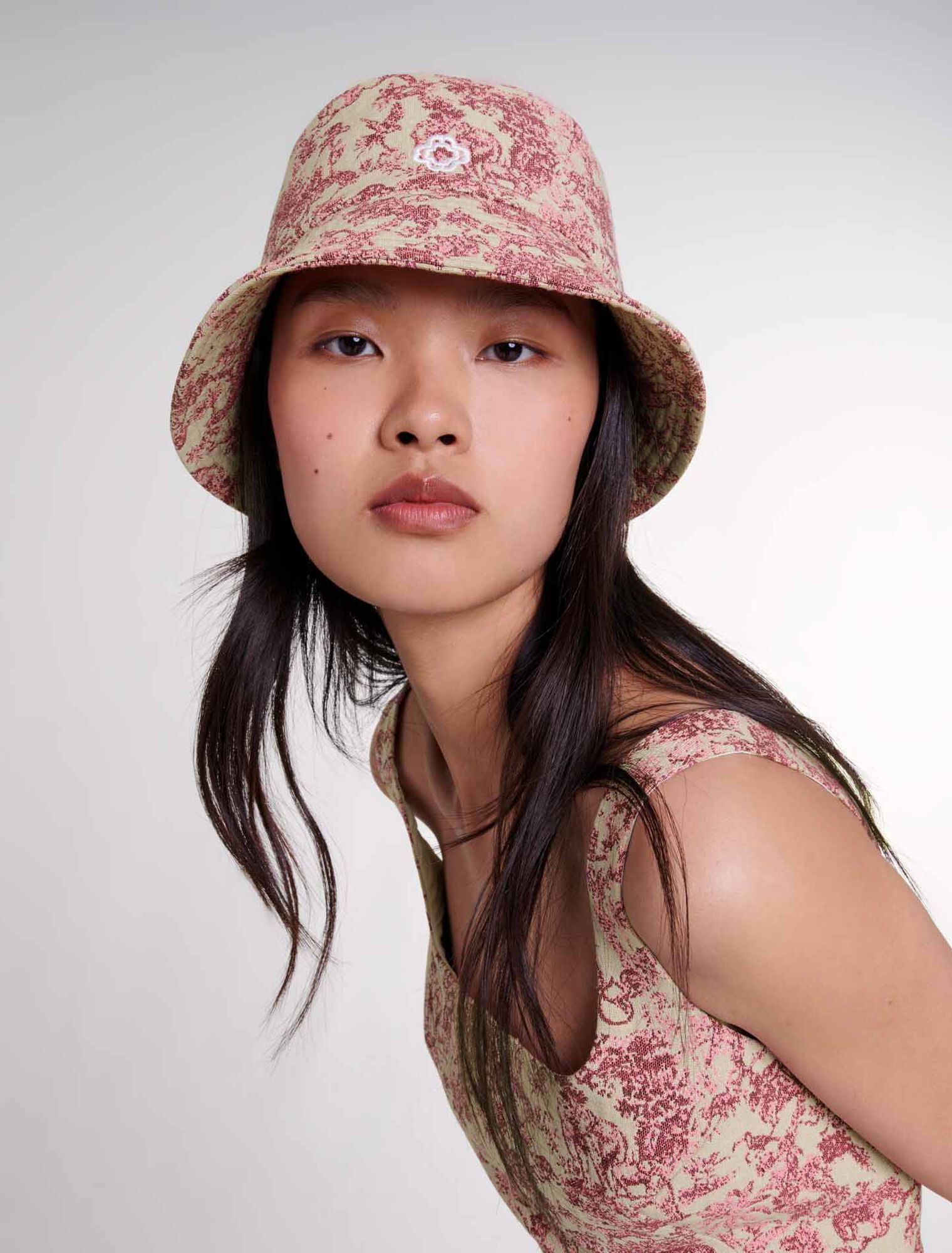 Patterned cotton bucket hat