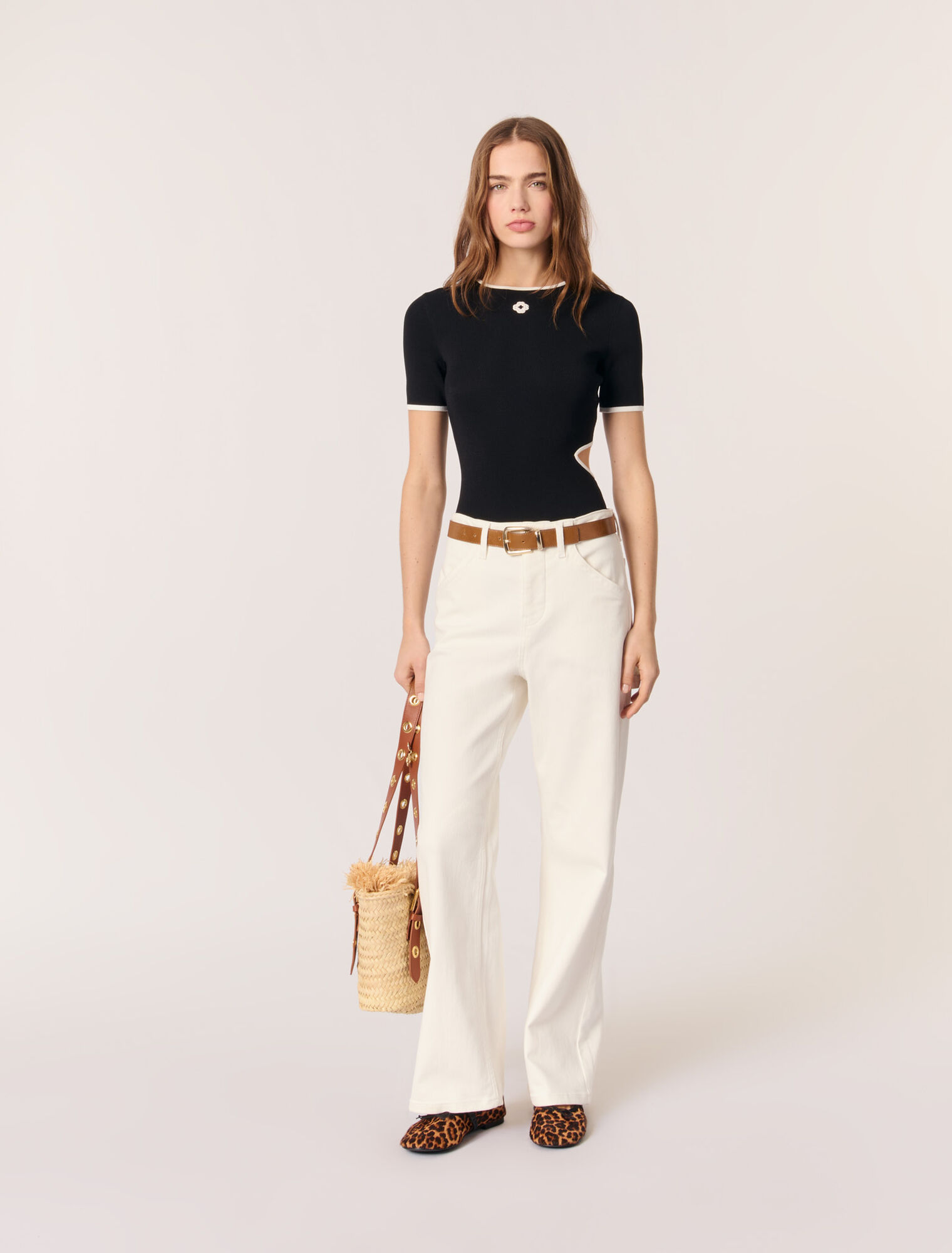 Openwork knit bodysuit
