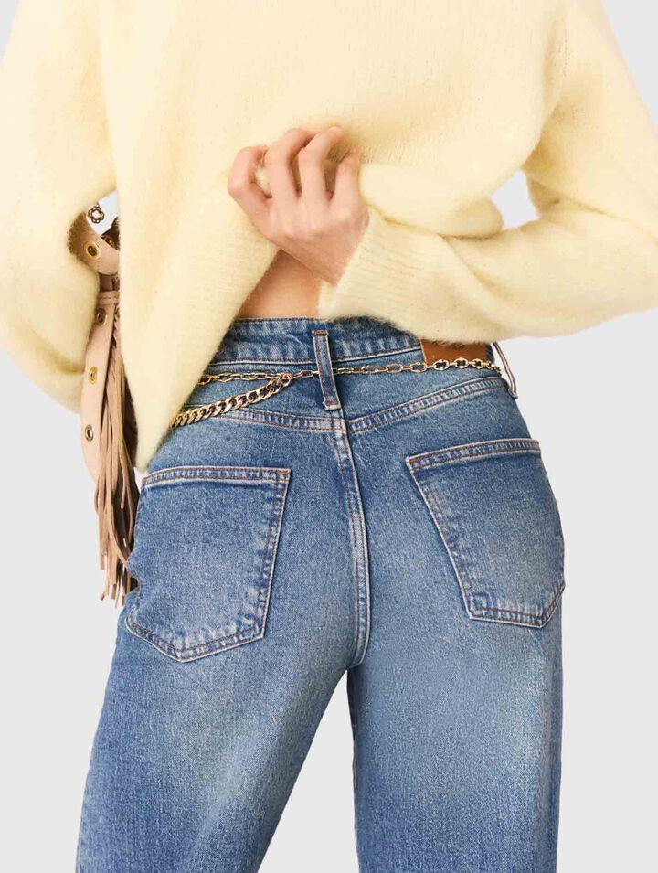 Jeans with chain-link belt