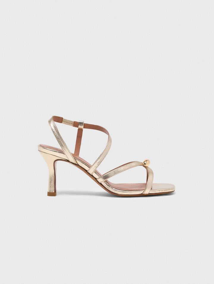 Metallic multi-strap sandals