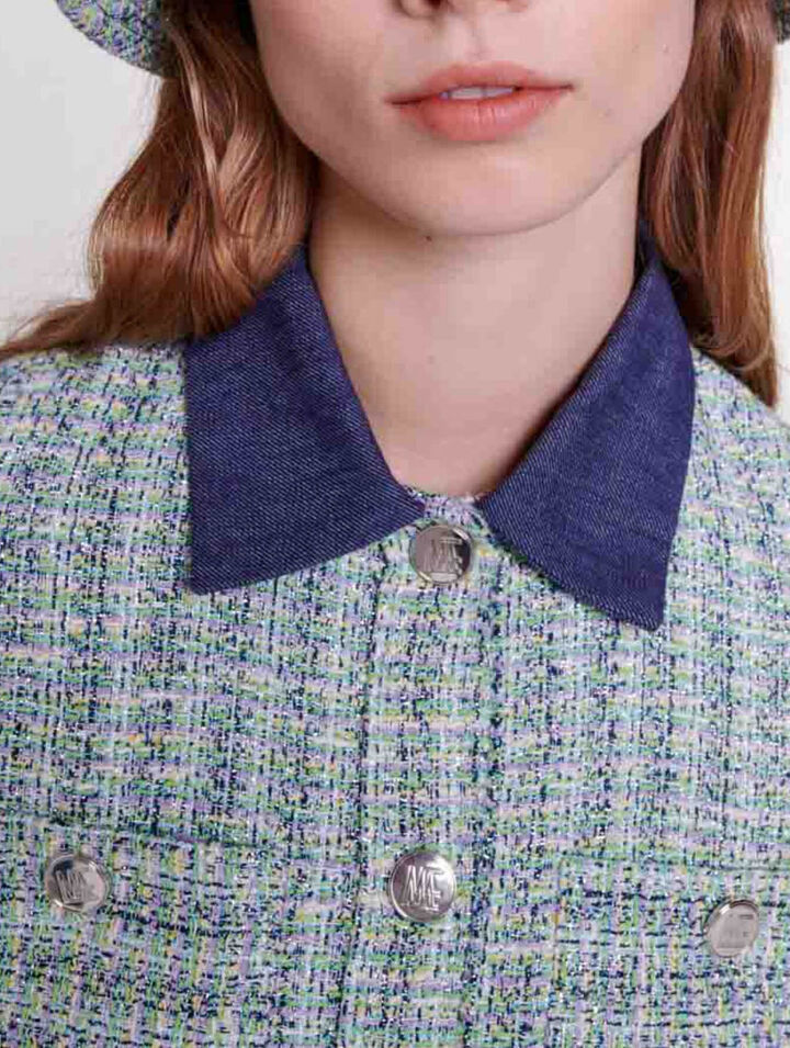 Wide-leg tweed trousers