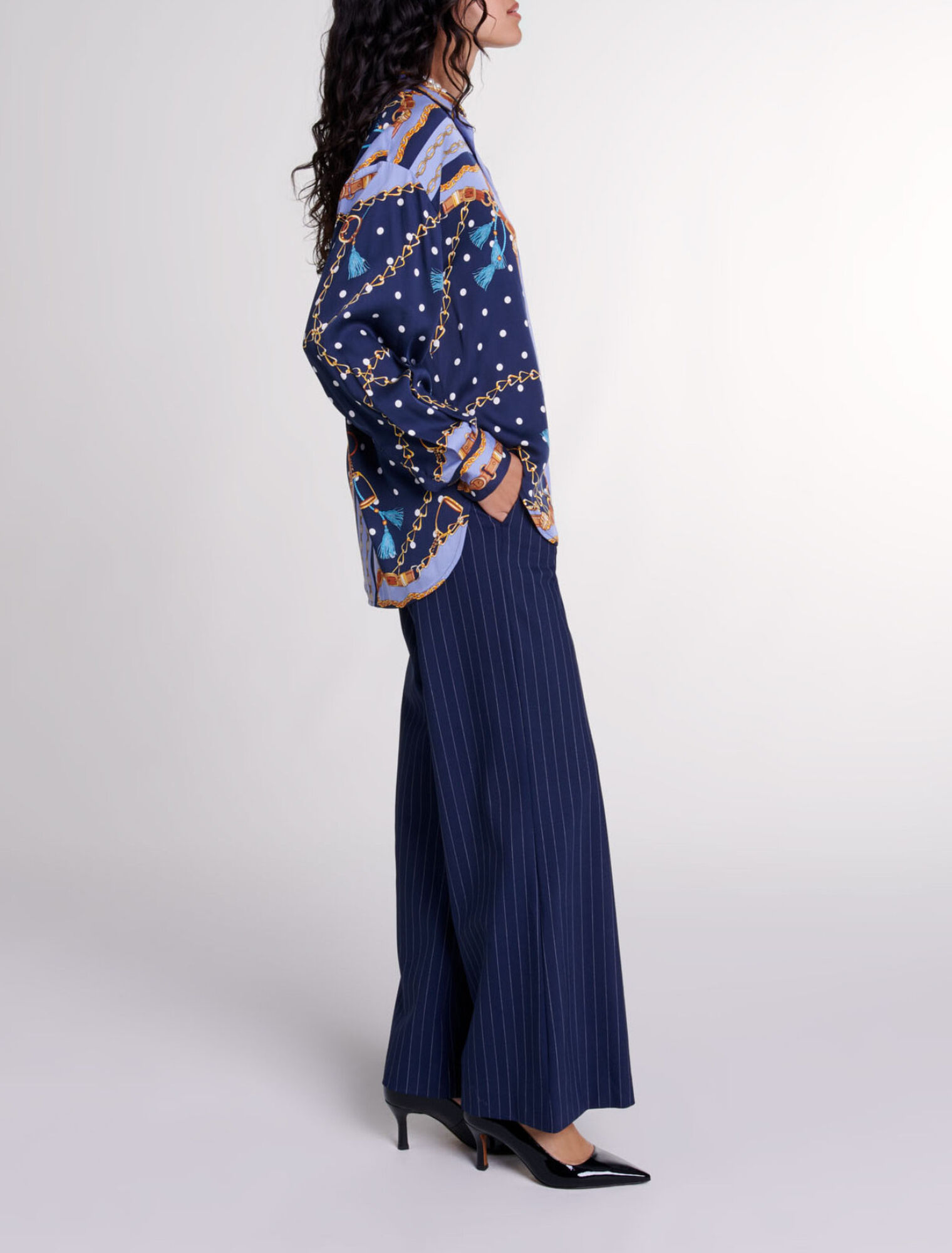 Satin-effect patterned shirt