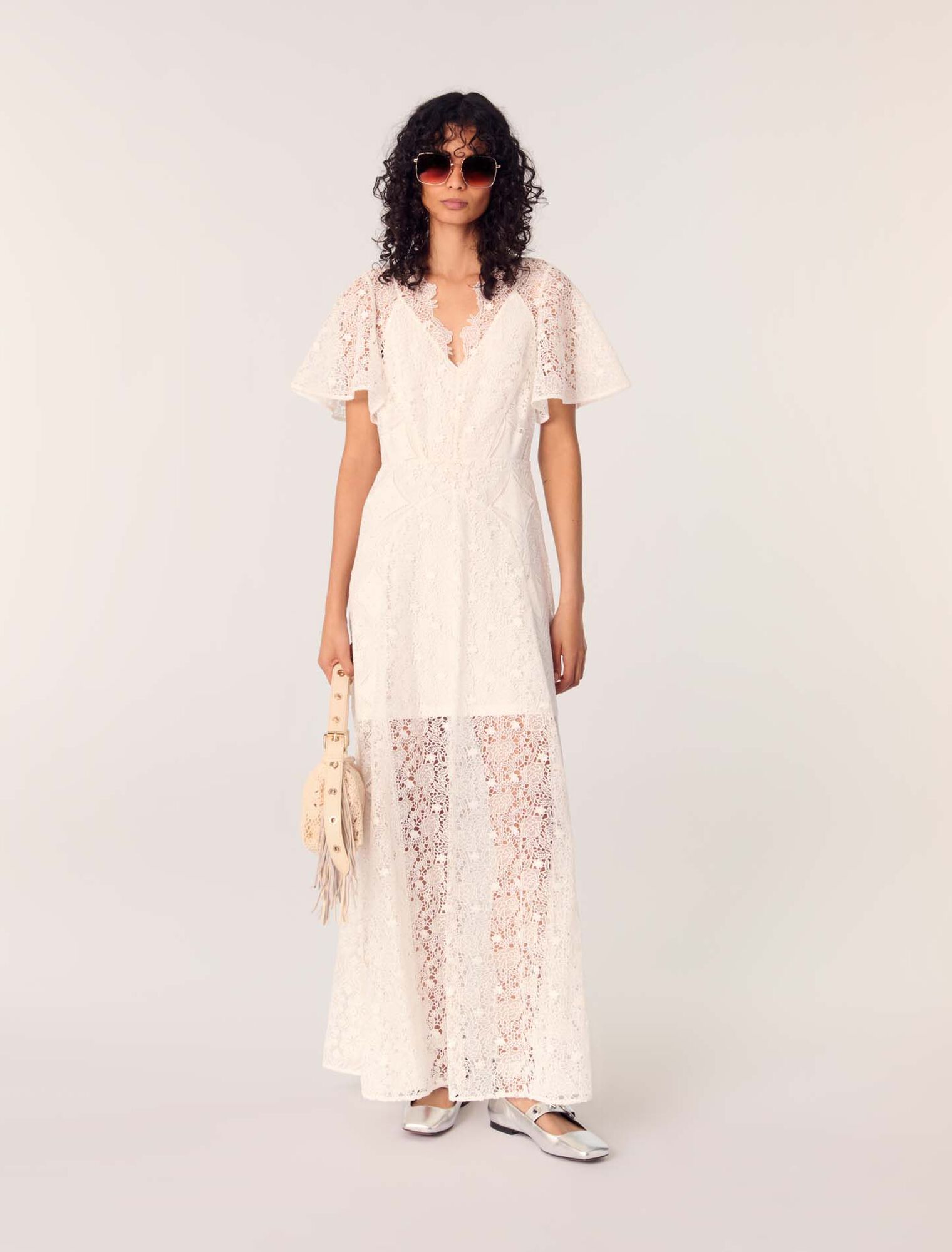 Floral guipure maxi dress
