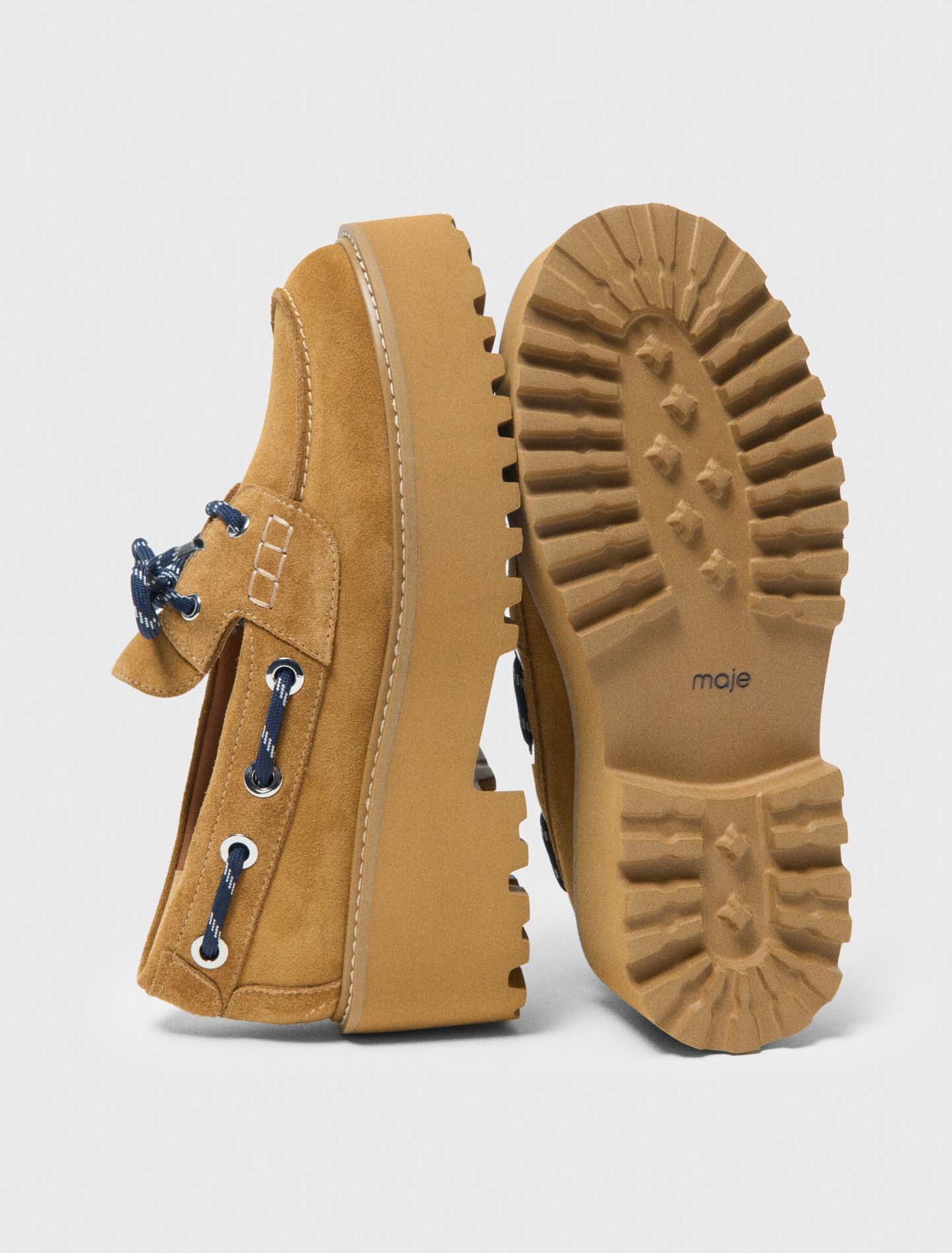 Suede platform boat shoes