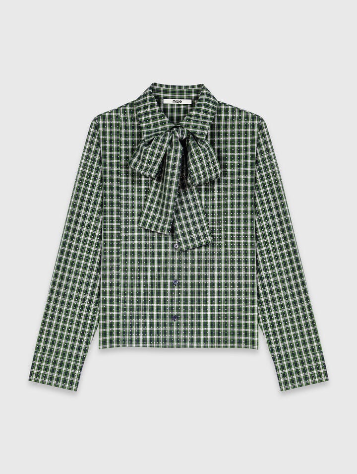 Rhinestone shirt with tie