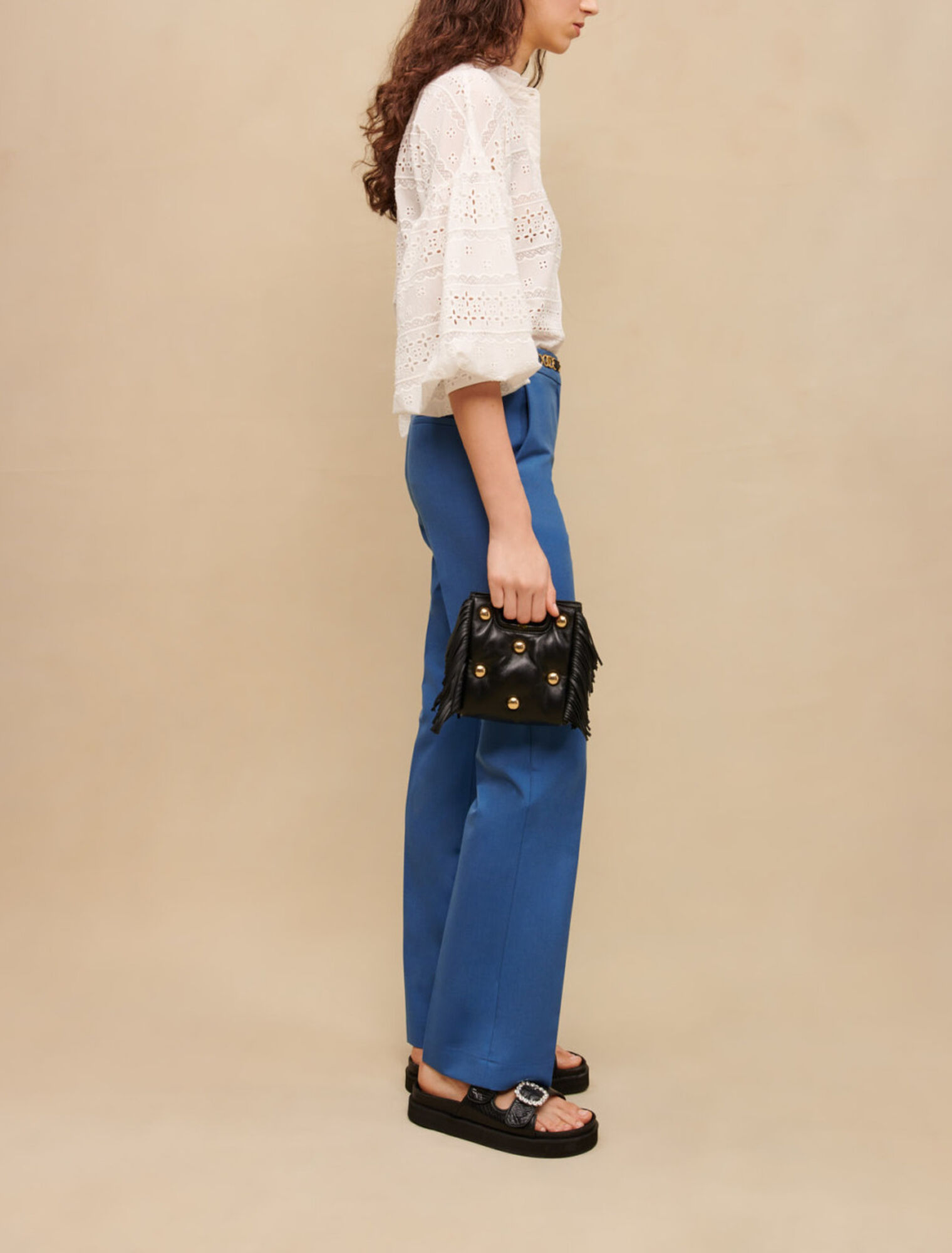 Blue straight suit pants