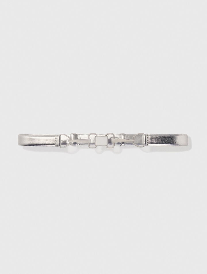 Metallic leather belt