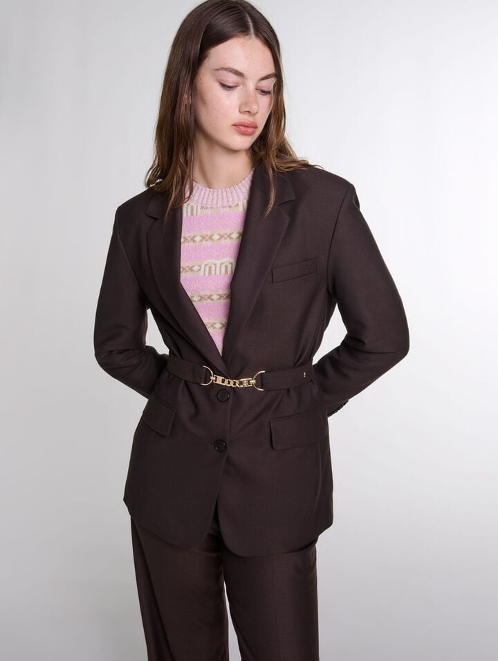 Belted suit jacket