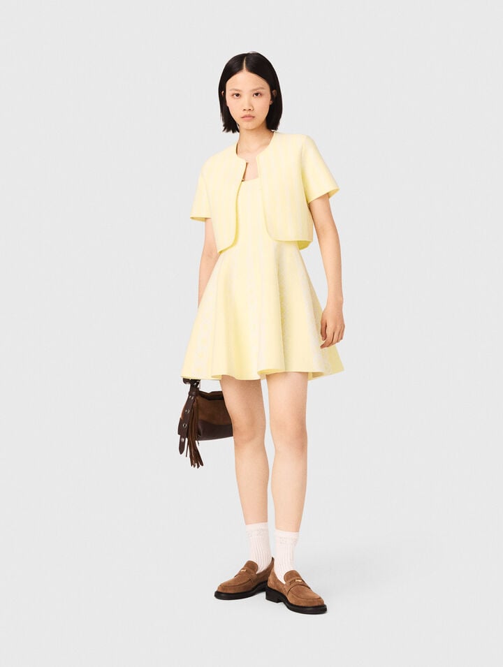 Cropped fancy knit cardigan