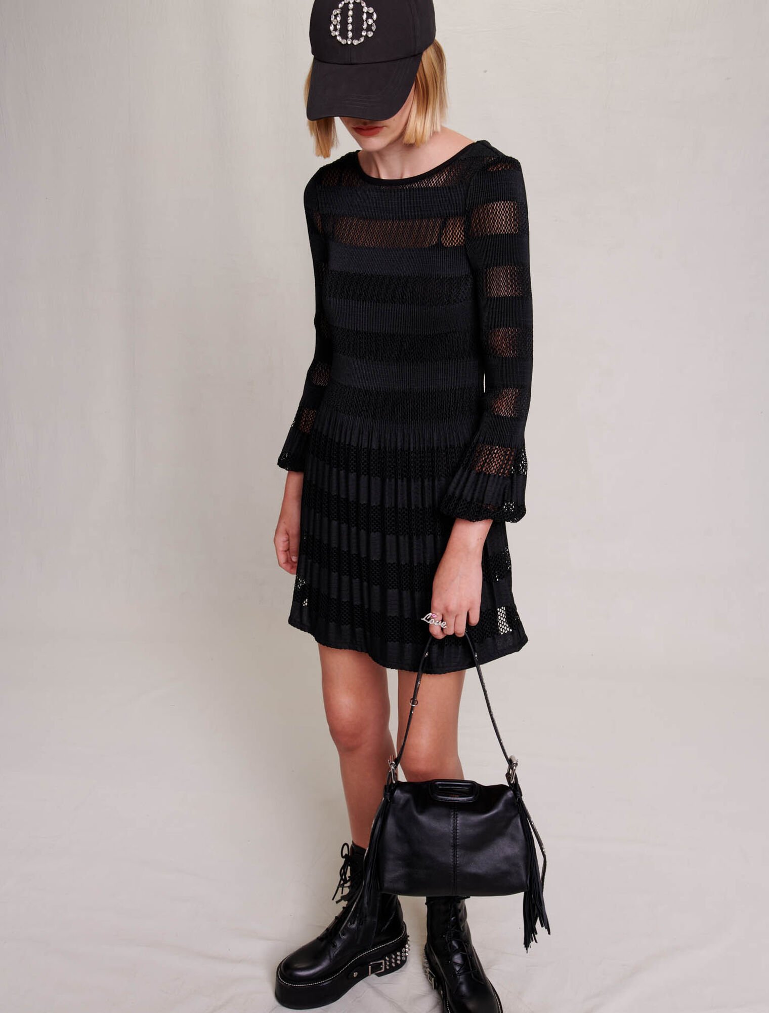 Short openwork knit dress