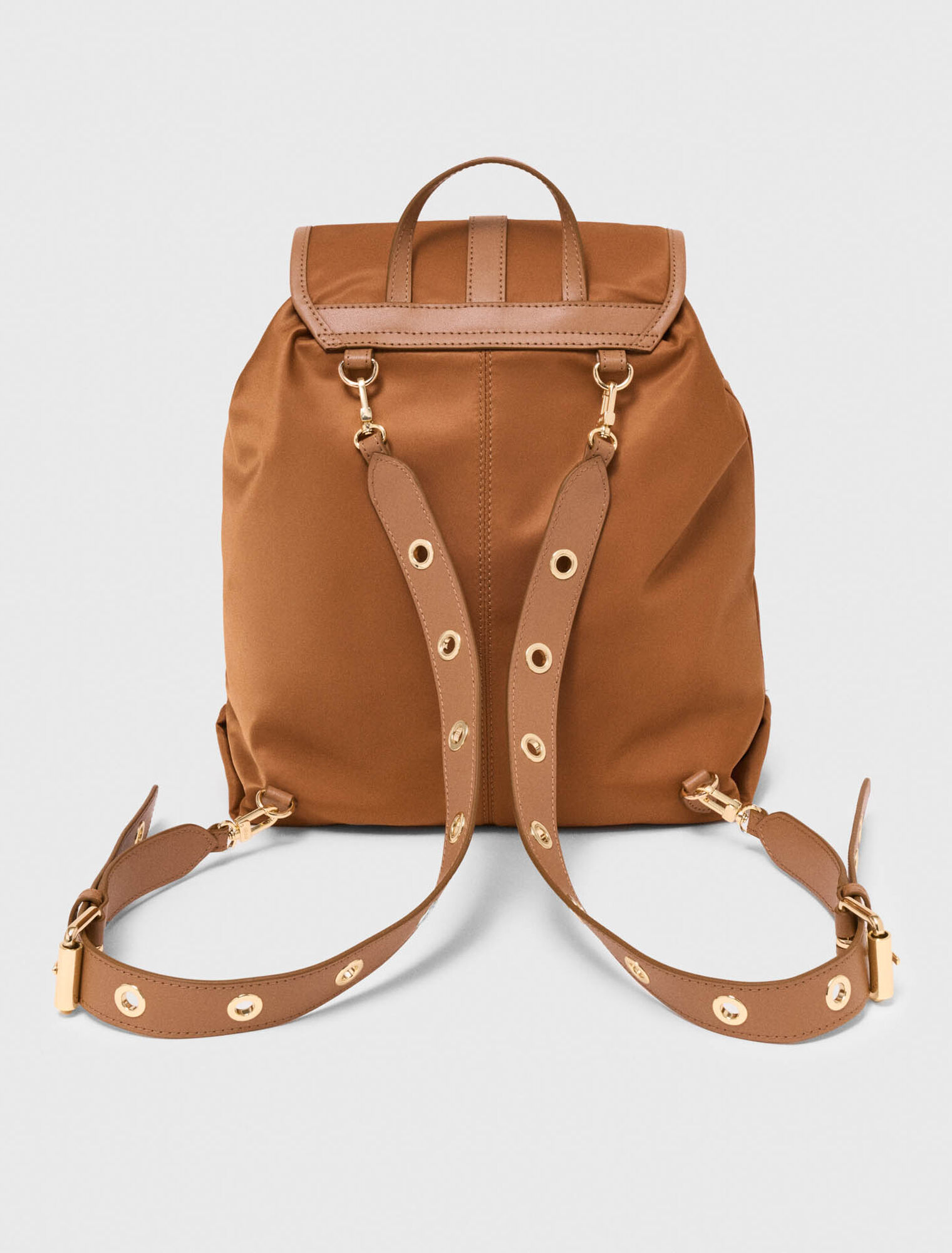 Leather and nylon backpack