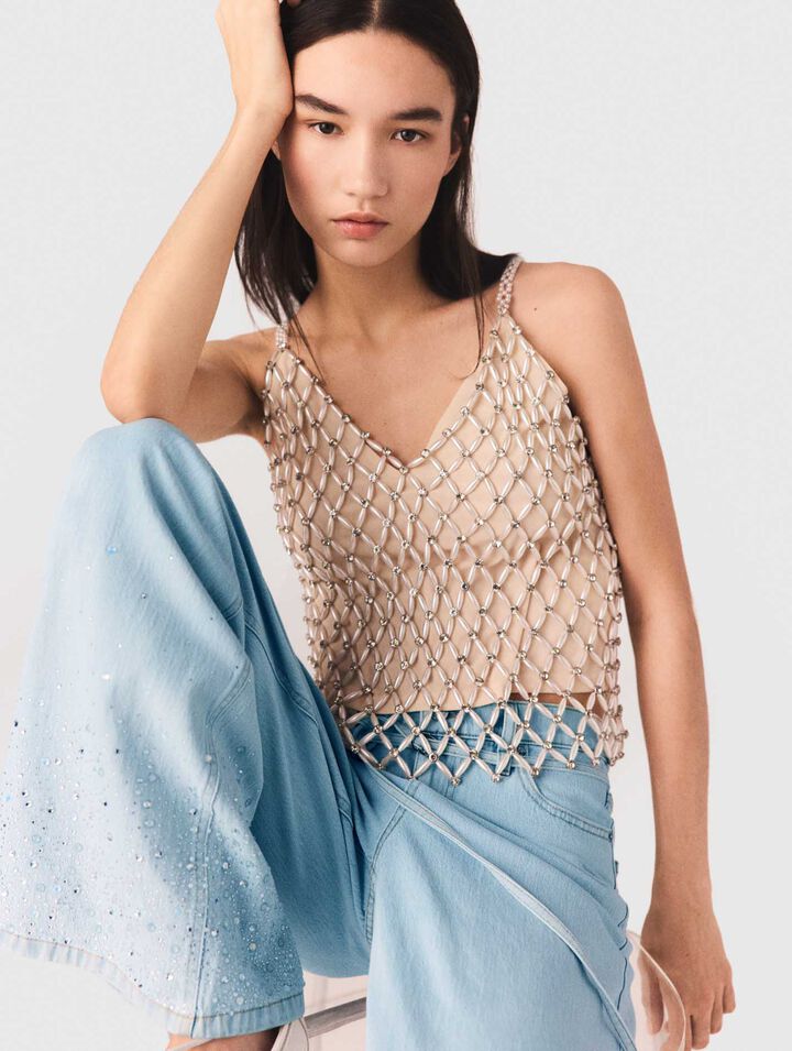 Beaded top with lining