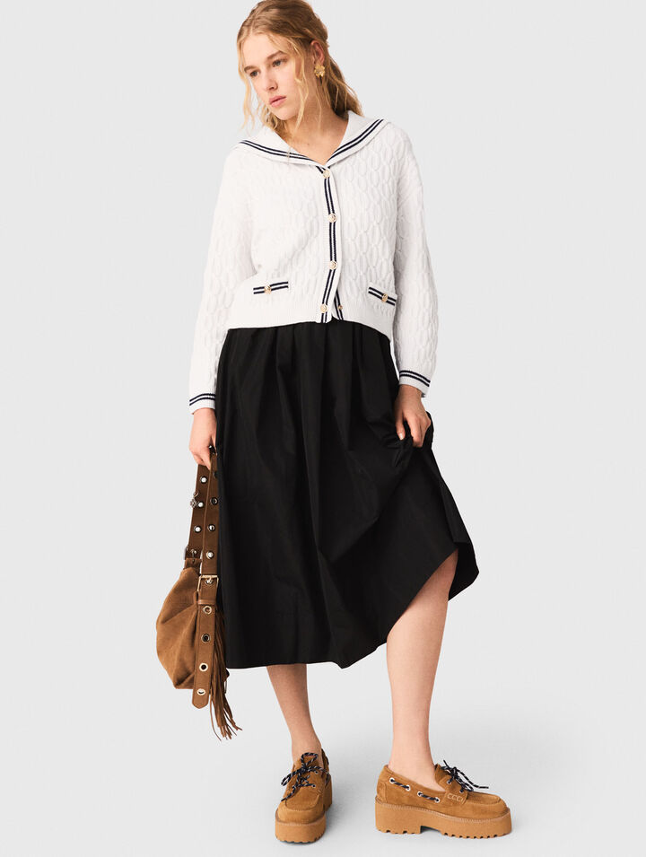 Long skirt with contrast waistband