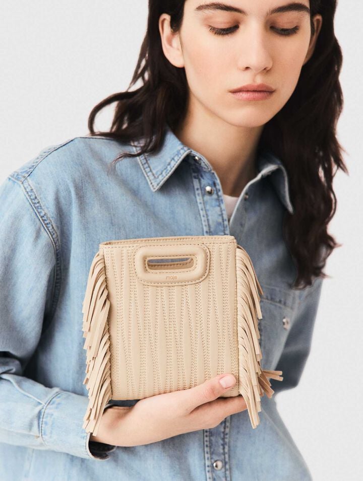 Topstitched leather mini M bag