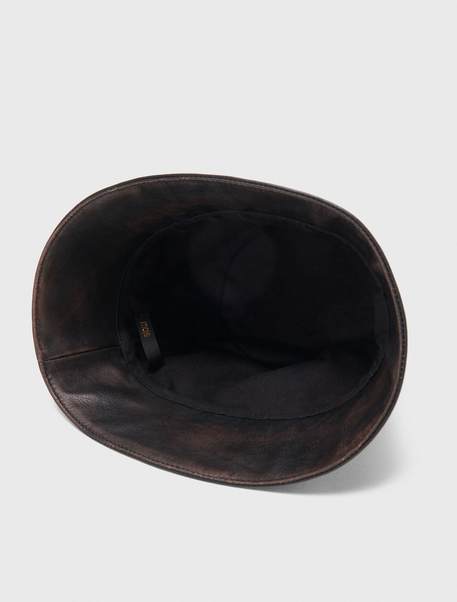 Distressed leather bucket hat