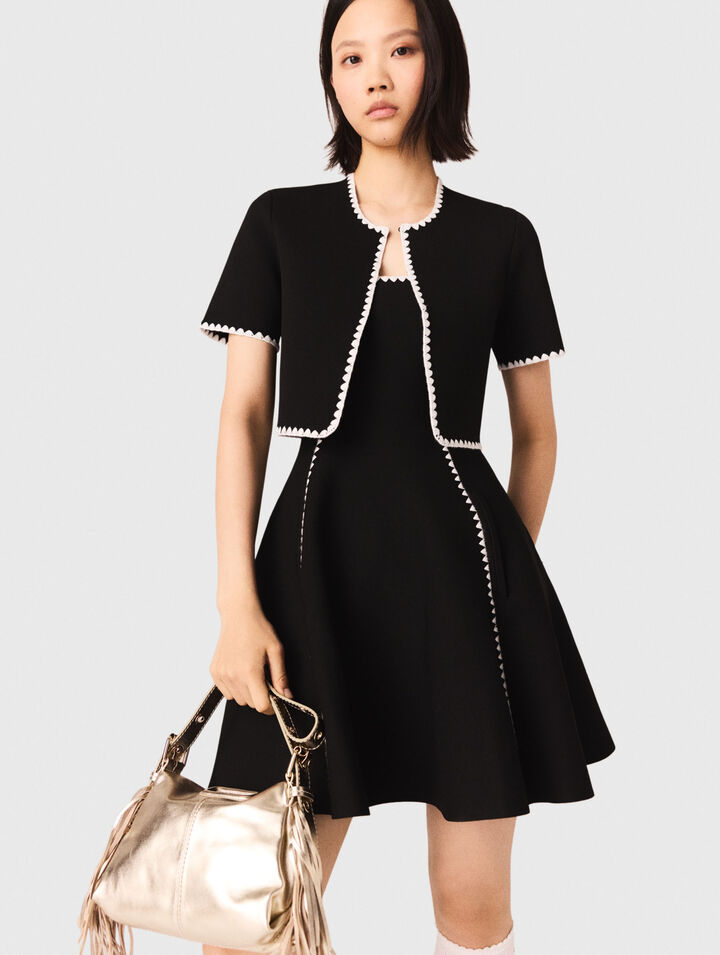 Topstitched cropped cardigan