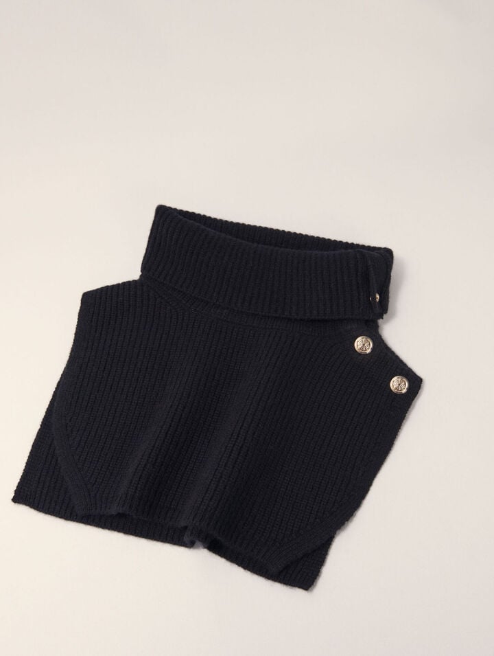 Button-up wool mix collar wrap