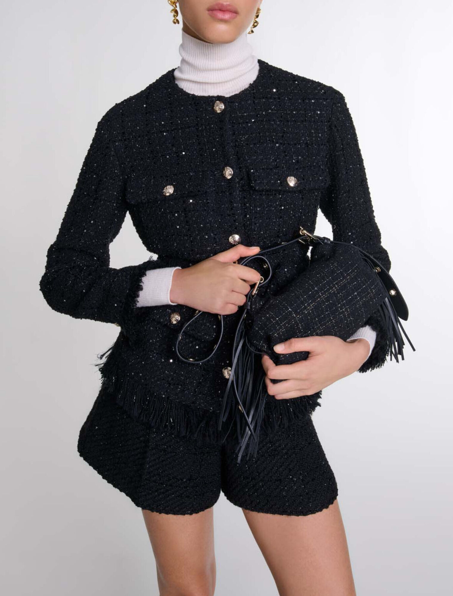 Sequinned tweed jacket