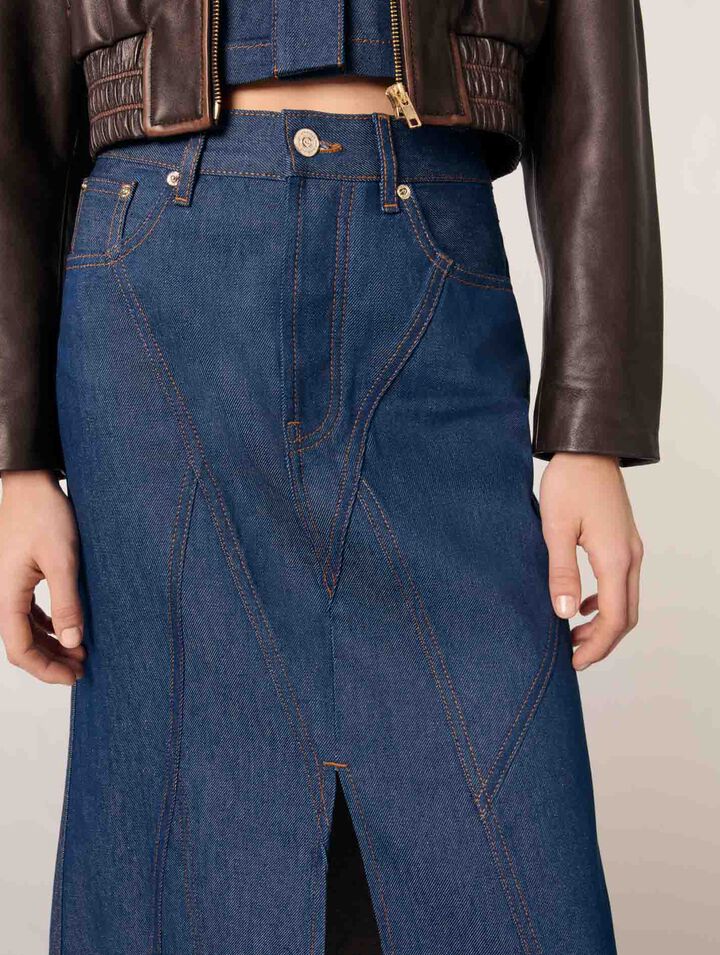 Long denim skirt