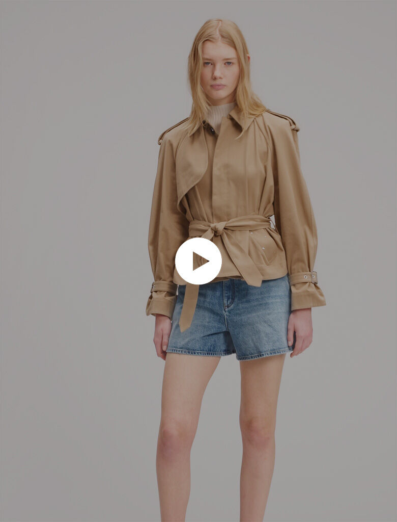 Short studded trench coat - Short coats | Maje
