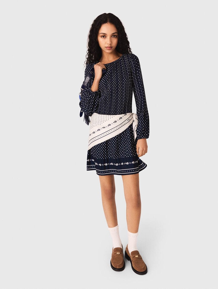 Patterned pleated dress