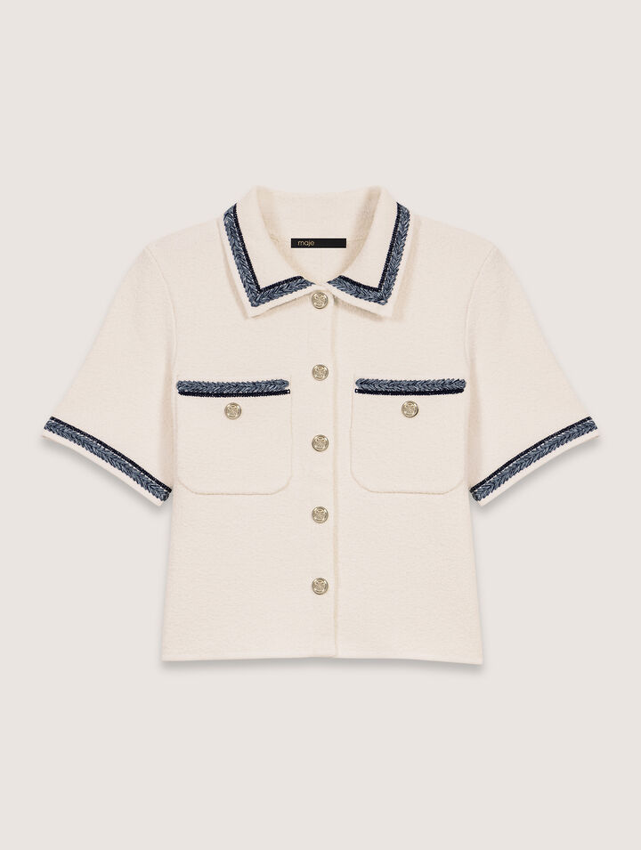 Cropped contrasting trim cardigan
