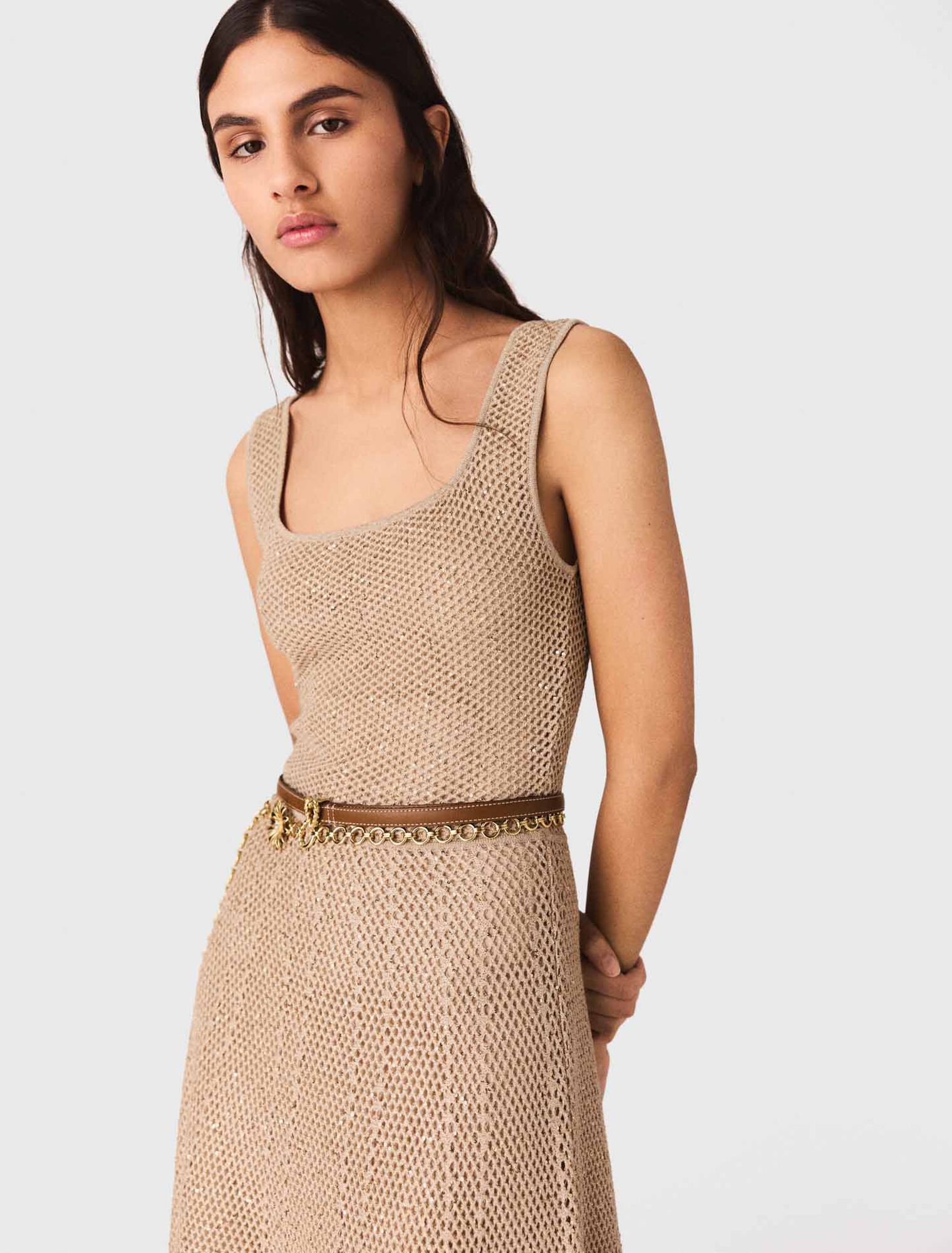 Rhinestone knit maxi dress