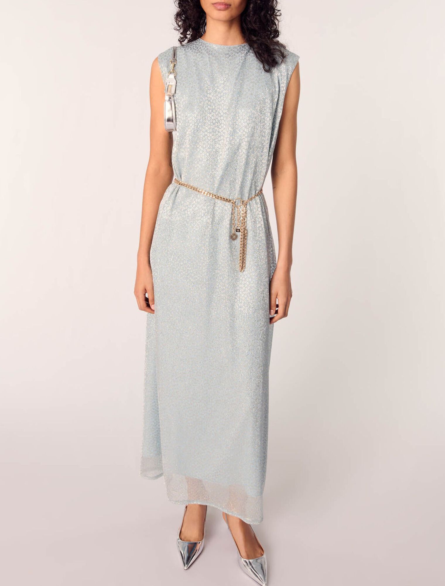 Lurex cape maxi dress
