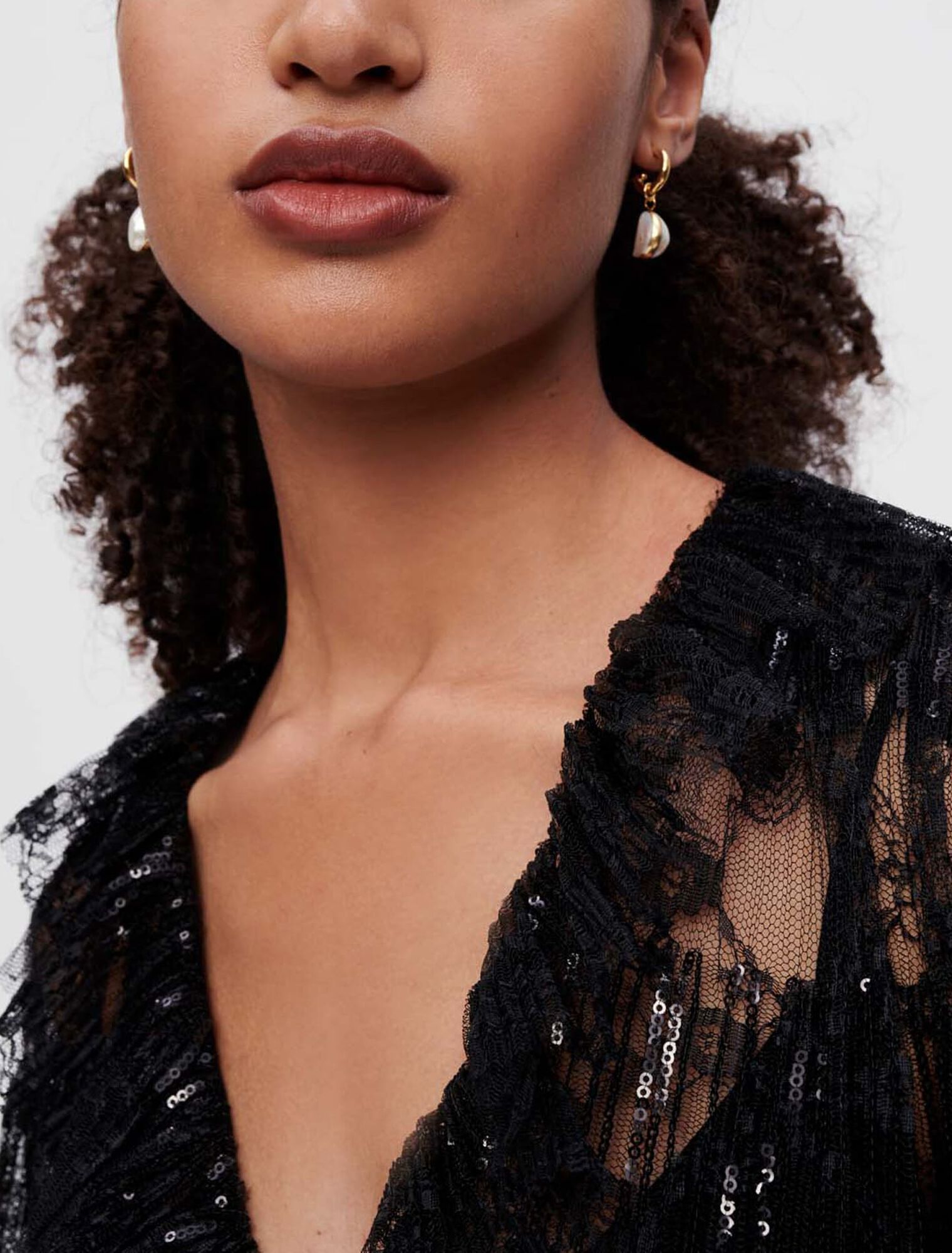 Black pleated lace dress