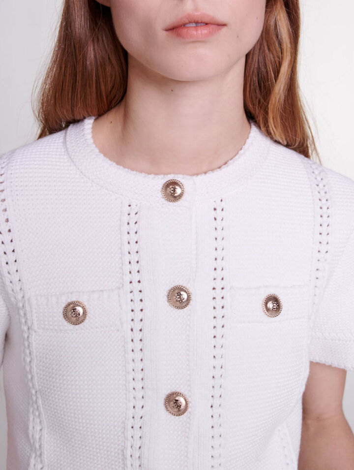 Short-sleeved knit cardigan