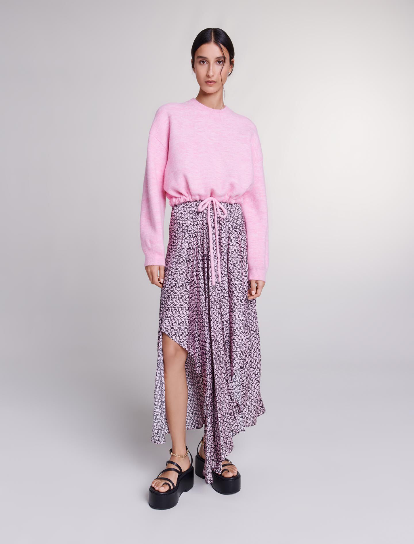 Pink cropped knitted jumper cheap