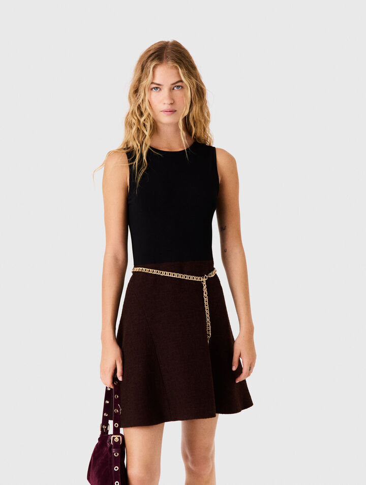 2-in-1 tweed cape dress