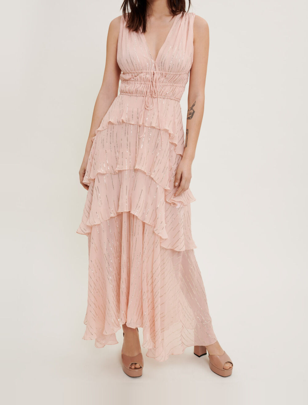 Maje ruffle dress discount