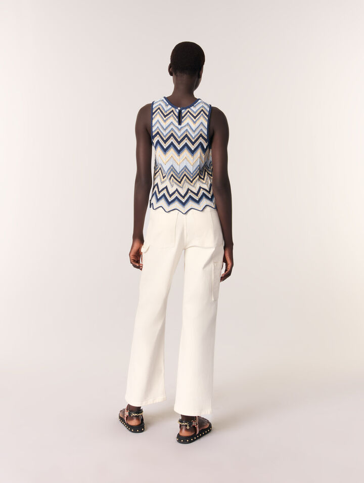 Crochet-knit top