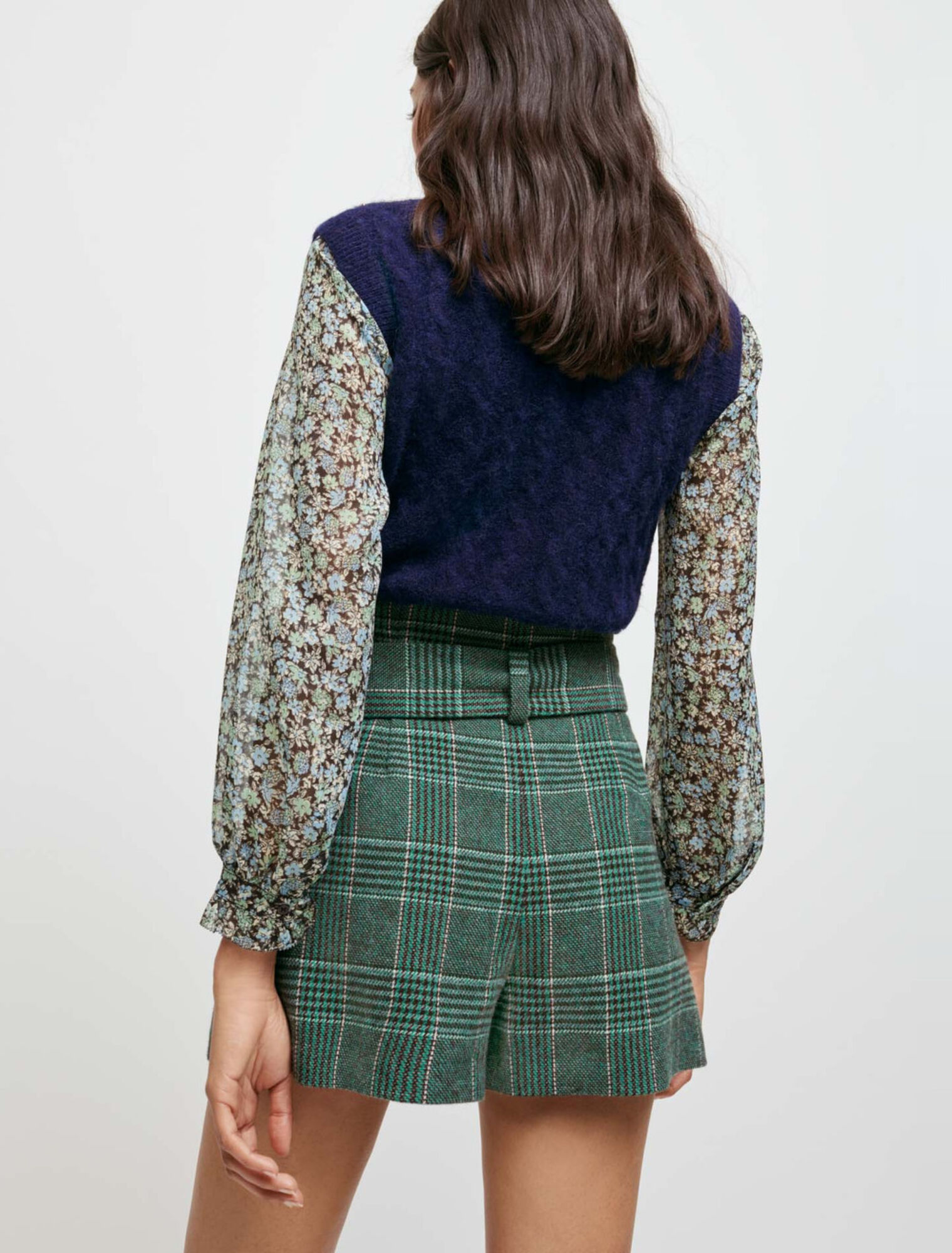 Belted plaid shorts