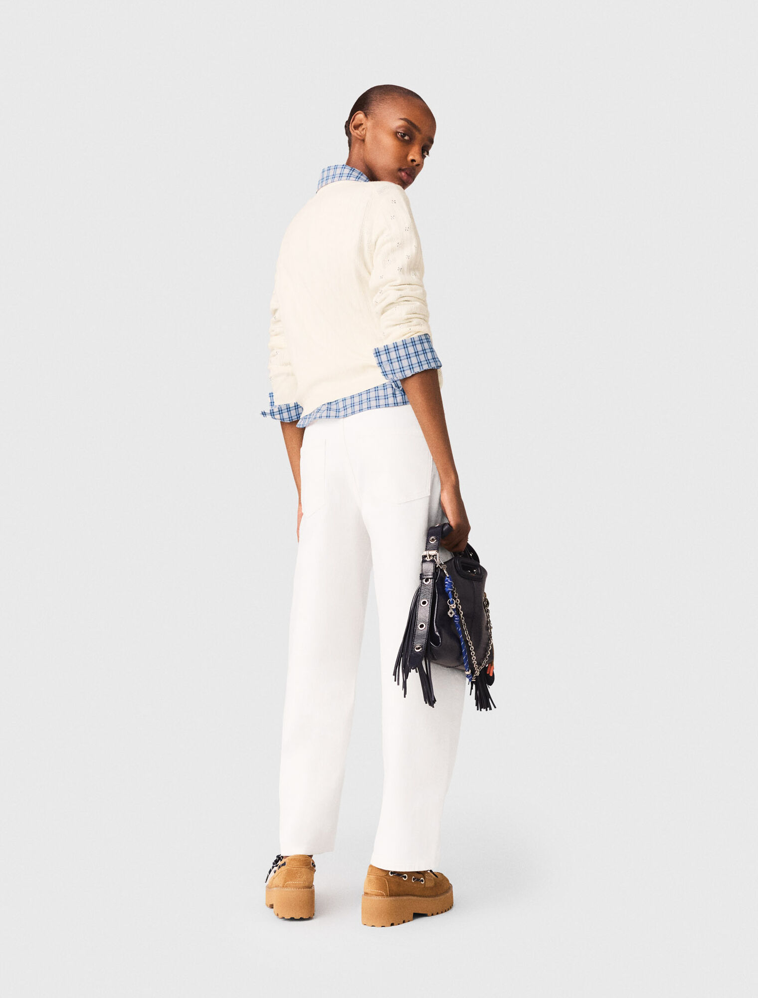 Rhinestone-front cardigan