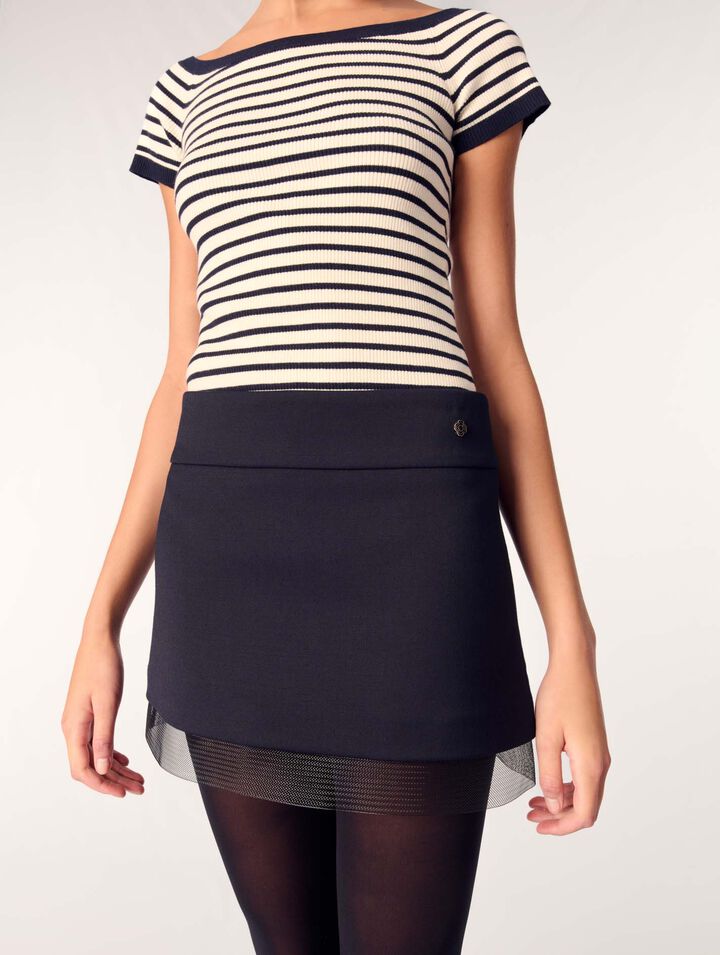 Wool blend and tulle skirt