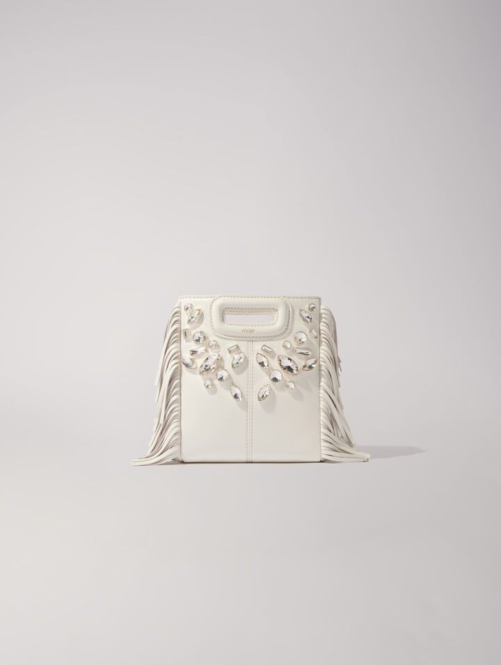 M mini leather bag with diamantés