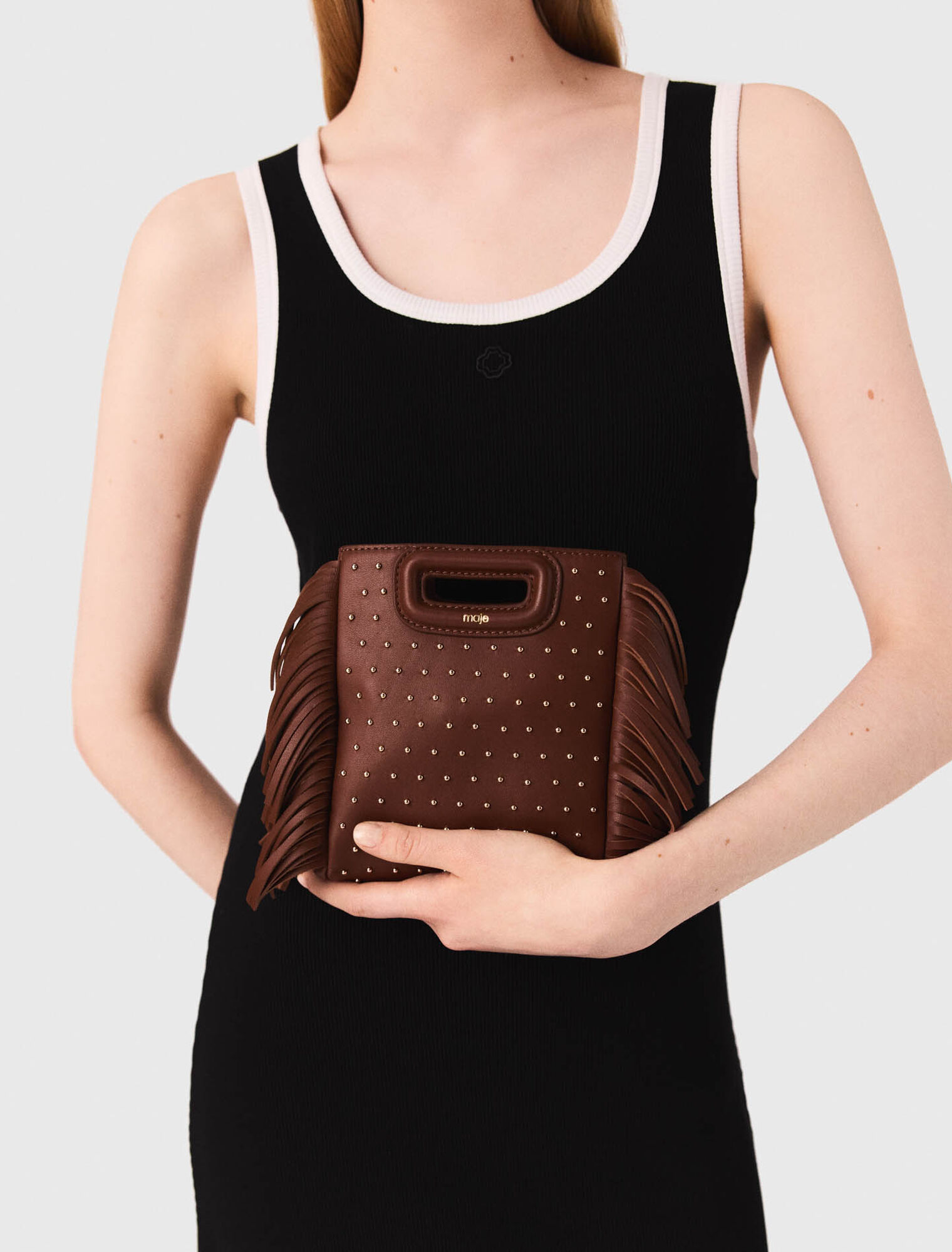 Leather M mini bag with studs