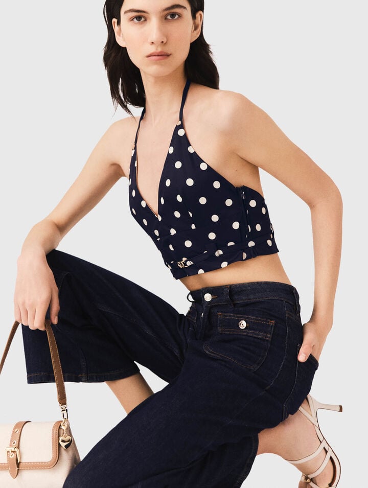 Backless linen blend top