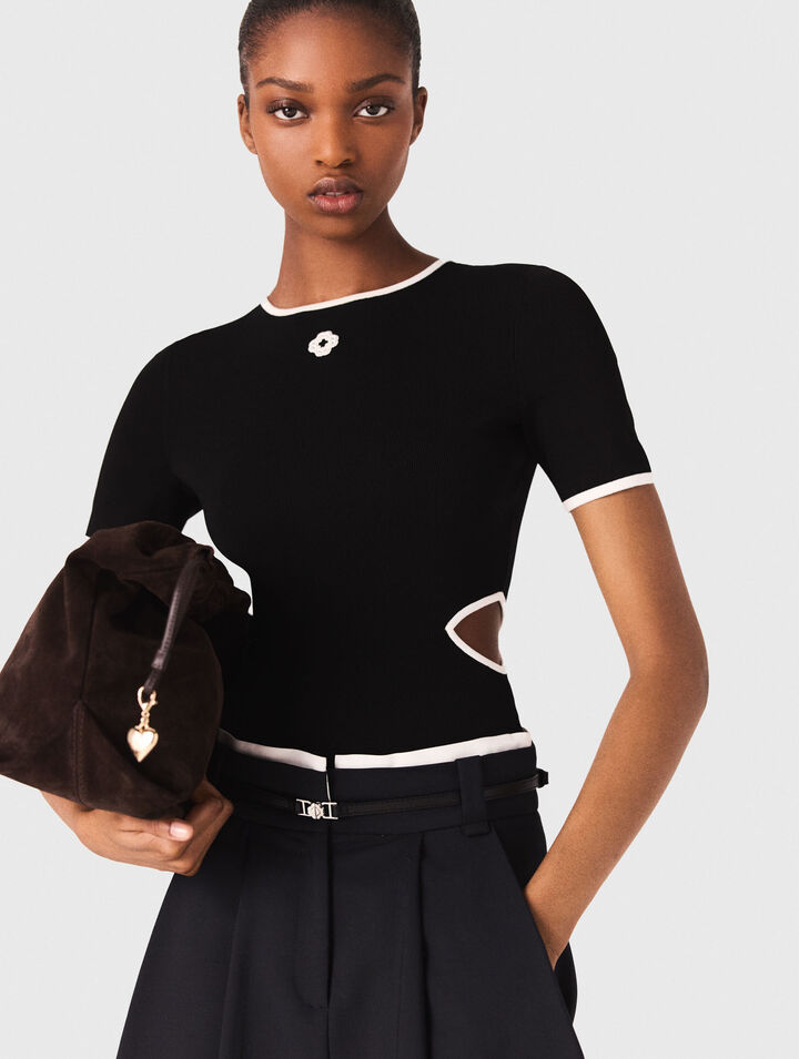 Openwork knit bodysuit