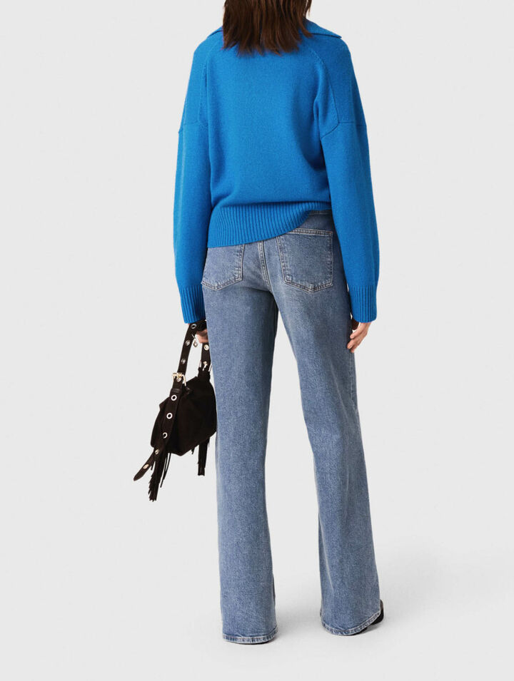 Open polo collar jumper