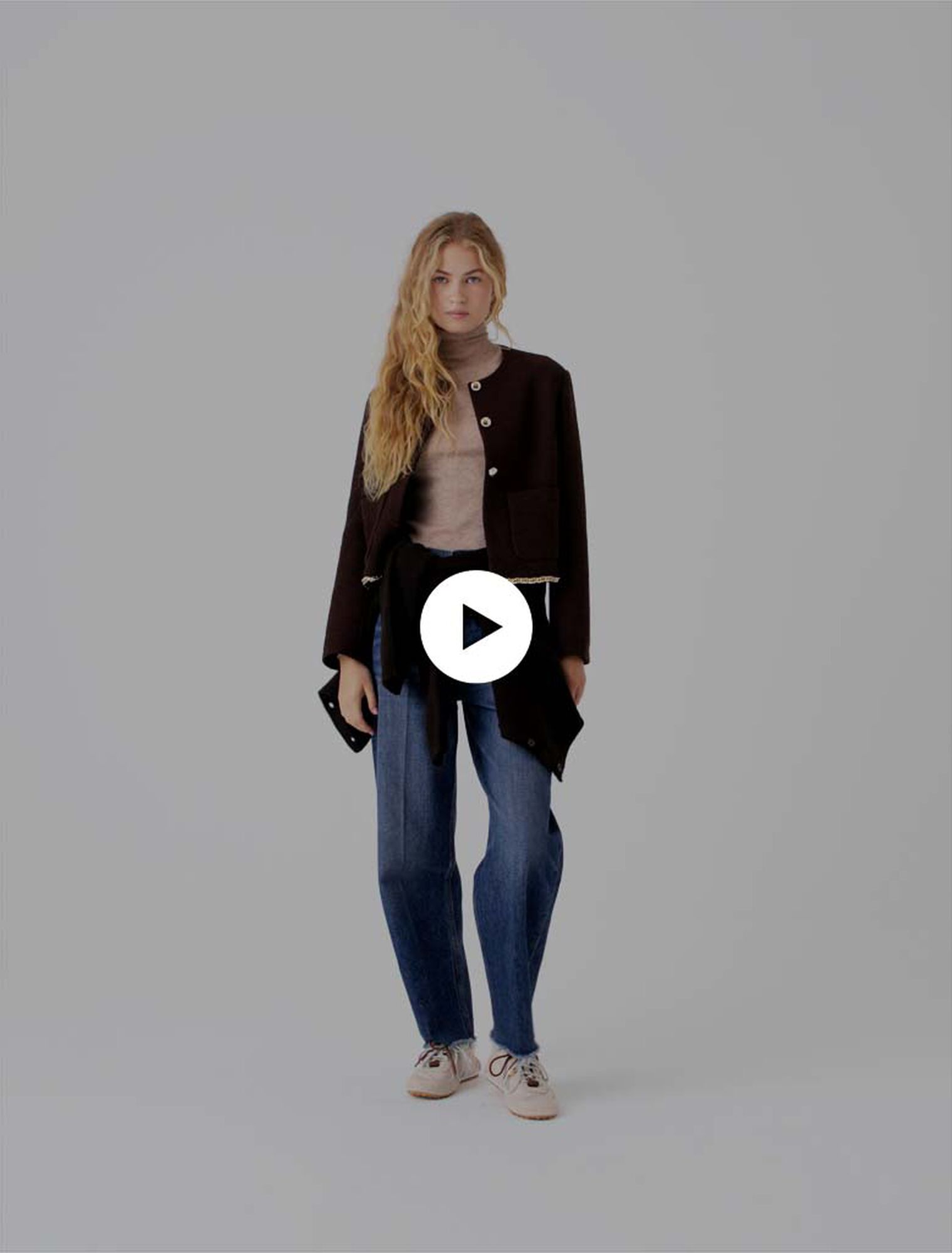 Tweed jacket with chain trim