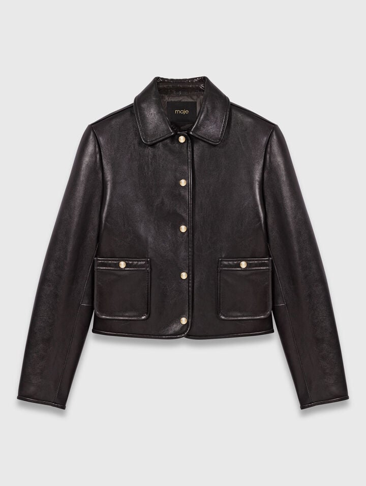Cropped leather jacket