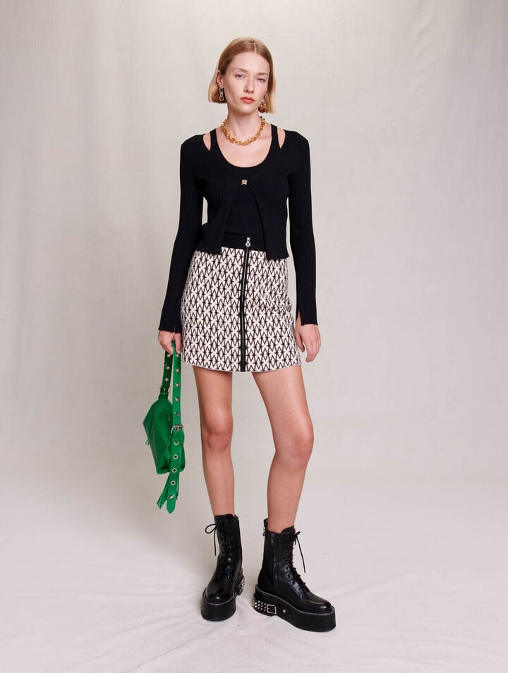 Short monogrammed skirt