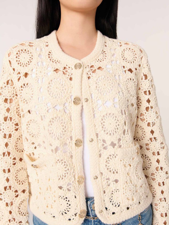 Crocheted cropped cardigan
