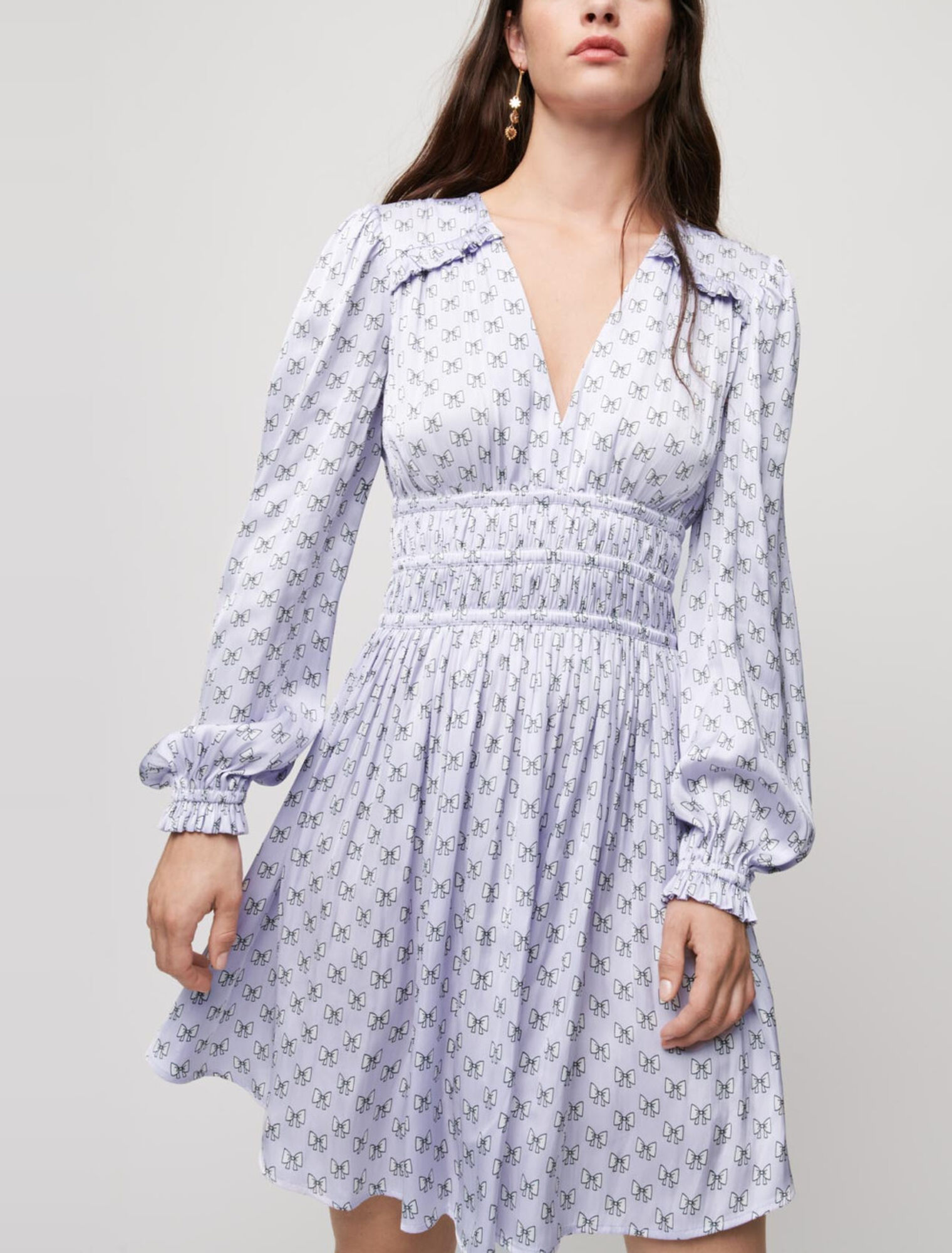 Satin dress with ruffles