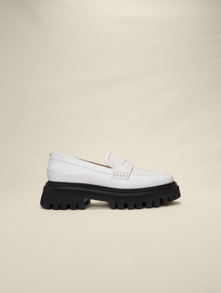 Leather platform loafers