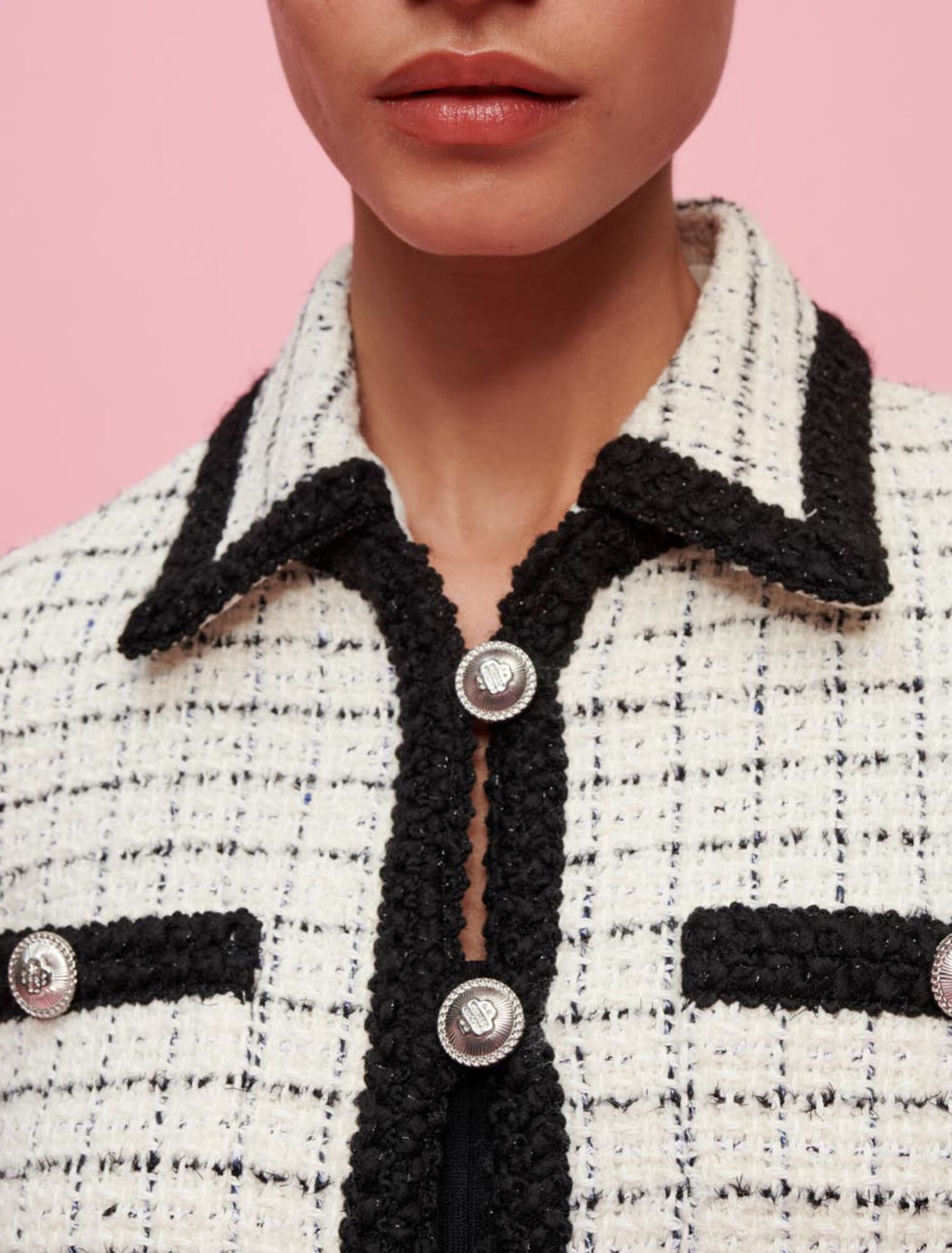 Marl tweed jacket with checked motifs