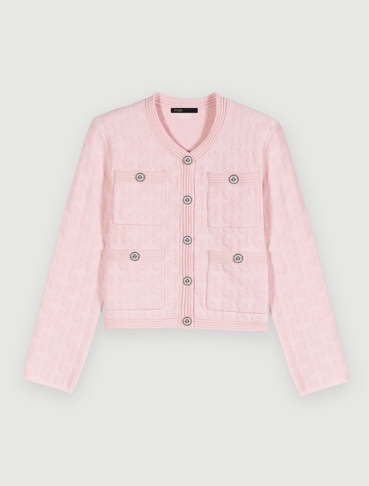 Pink textured knit cardigan
